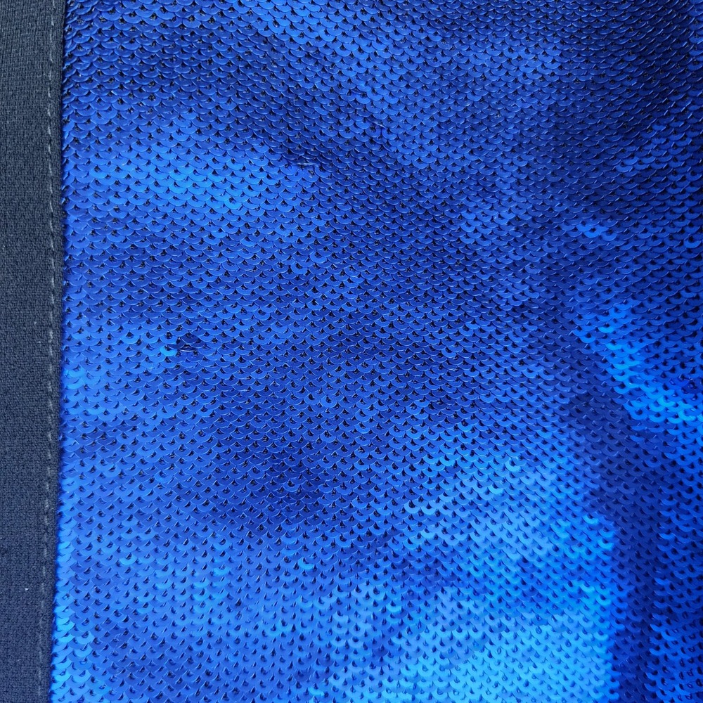Diane von Furstenberg Sequin Jacket Womens Size 10 Blue Cropped Full Zip Blazer - Picture 4 of 8